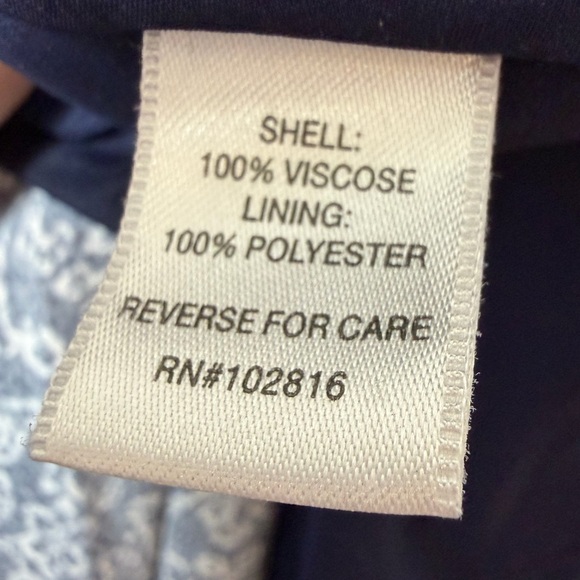 Garnet Hill Navy Blue Floral Midi Skirt Pull On Lined Crepe Pockets Sz L - Picture 9 of 9